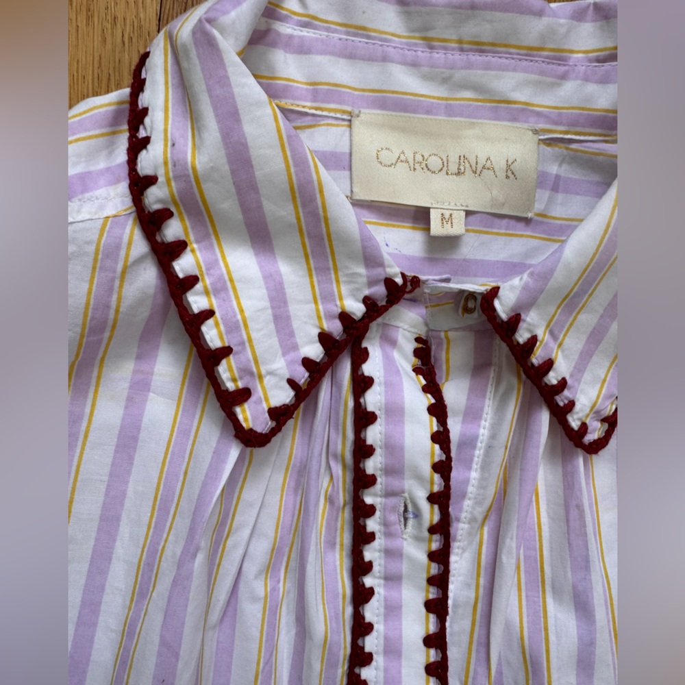 Tuckernuck Carolina K 100% cotton Striped Puff Sleeve Blouse - Picture 4 of 8